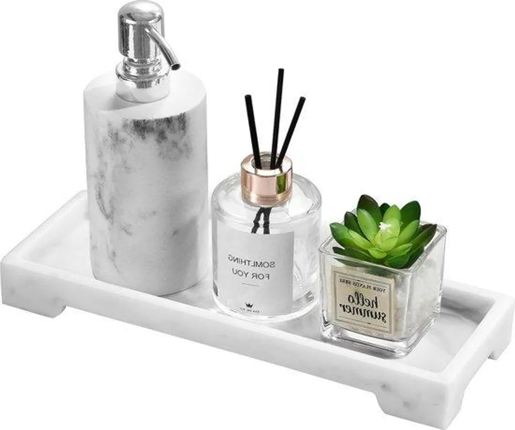 Support de rangement effet marbre pour accessoires de douche et plantes