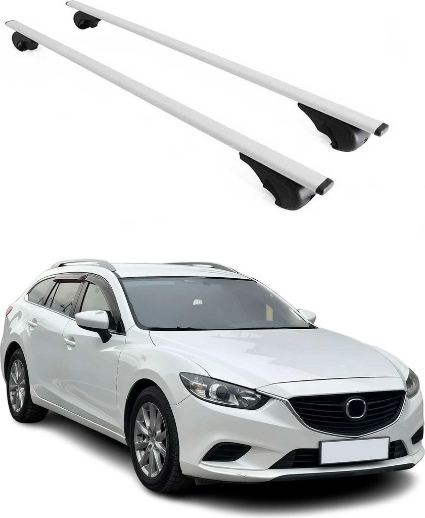 Dachträger Gepäckträger für Mazda 6 2012-2025 Grundträger Metall Silber 2tlg