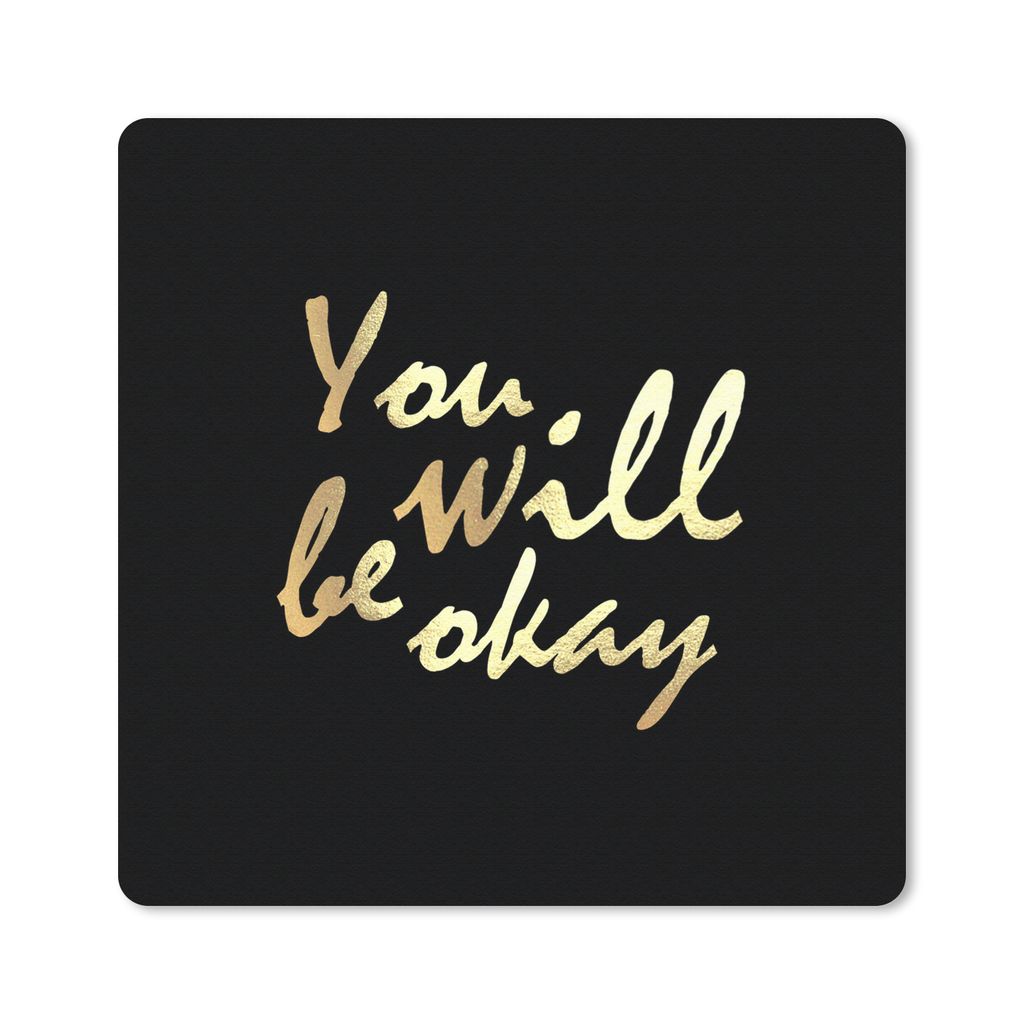 MuchoWow Mauspad Mousepad Zitat - Motivation - Gold - Schwarz 20x20 cm - Mousepads - Maus Mat - Pad - Mausunterlage - Desk Mat - Bureauartikeln
