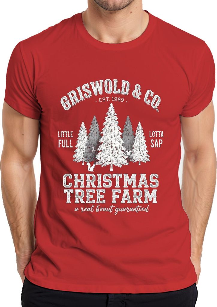 Christmas Tree Farm Griswold Est 1989 Weihnachtsbaumfarm Familie Herren T-Shirt, Rot, S