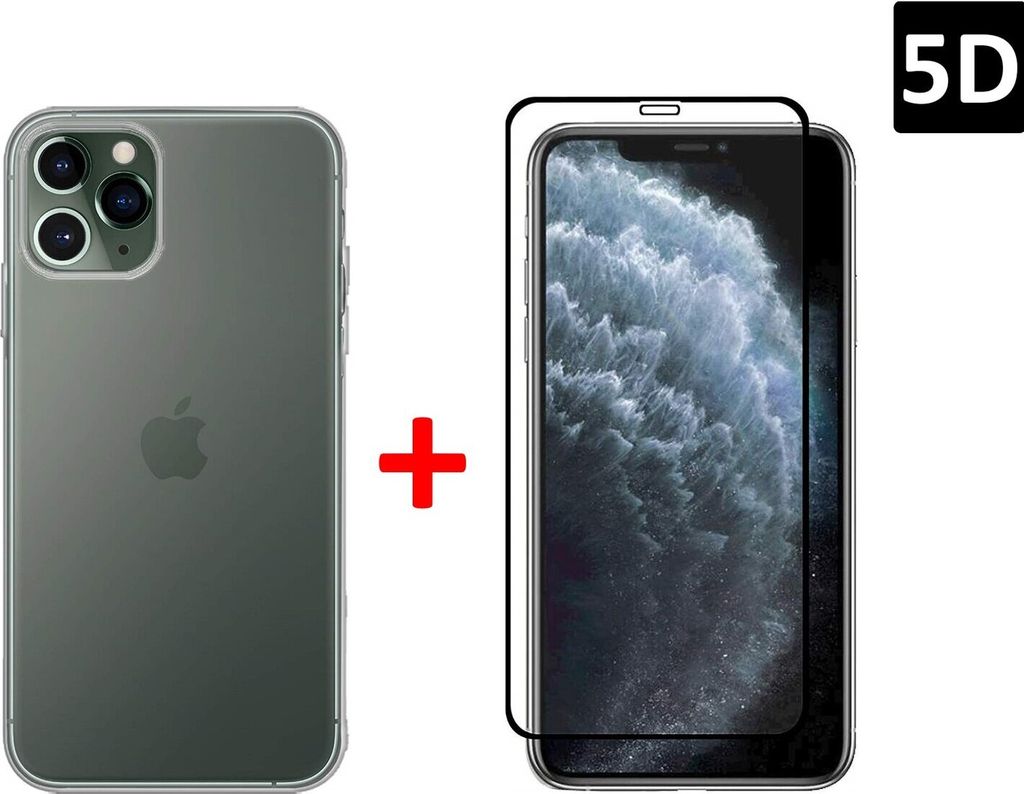 Silikon Hülle Bumper Case Transparent + 5D Full Cover Schutzglas Schutzfolie kompatibel mit Honor 20 Lite