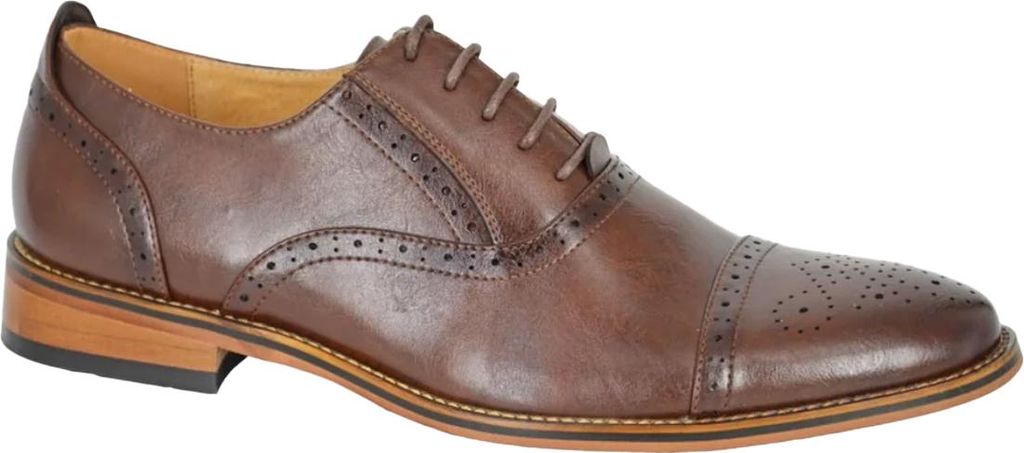 Goor Herren Schnürschuh mit Lochmuster DF1189 (48 EU) (Dunkelbraun)