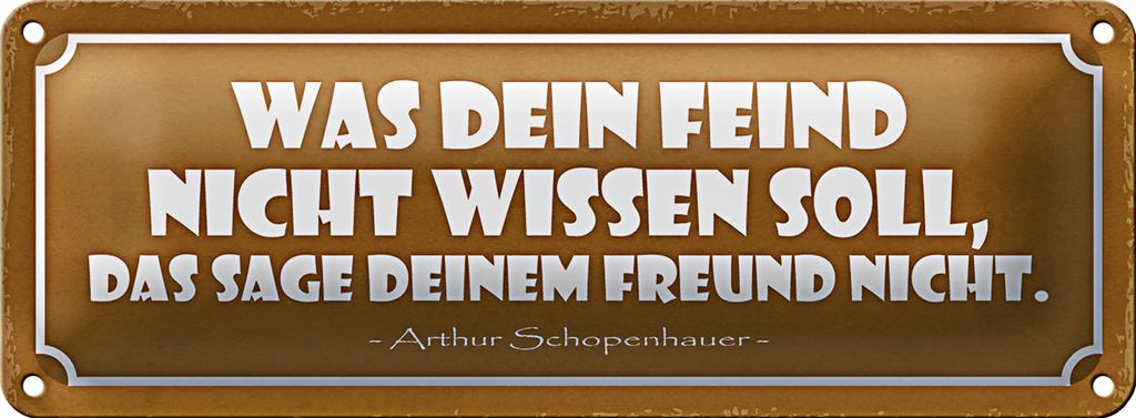 Blechschild Spruch 27x10cm was dein Feind nicht wissen soll Dekoration
