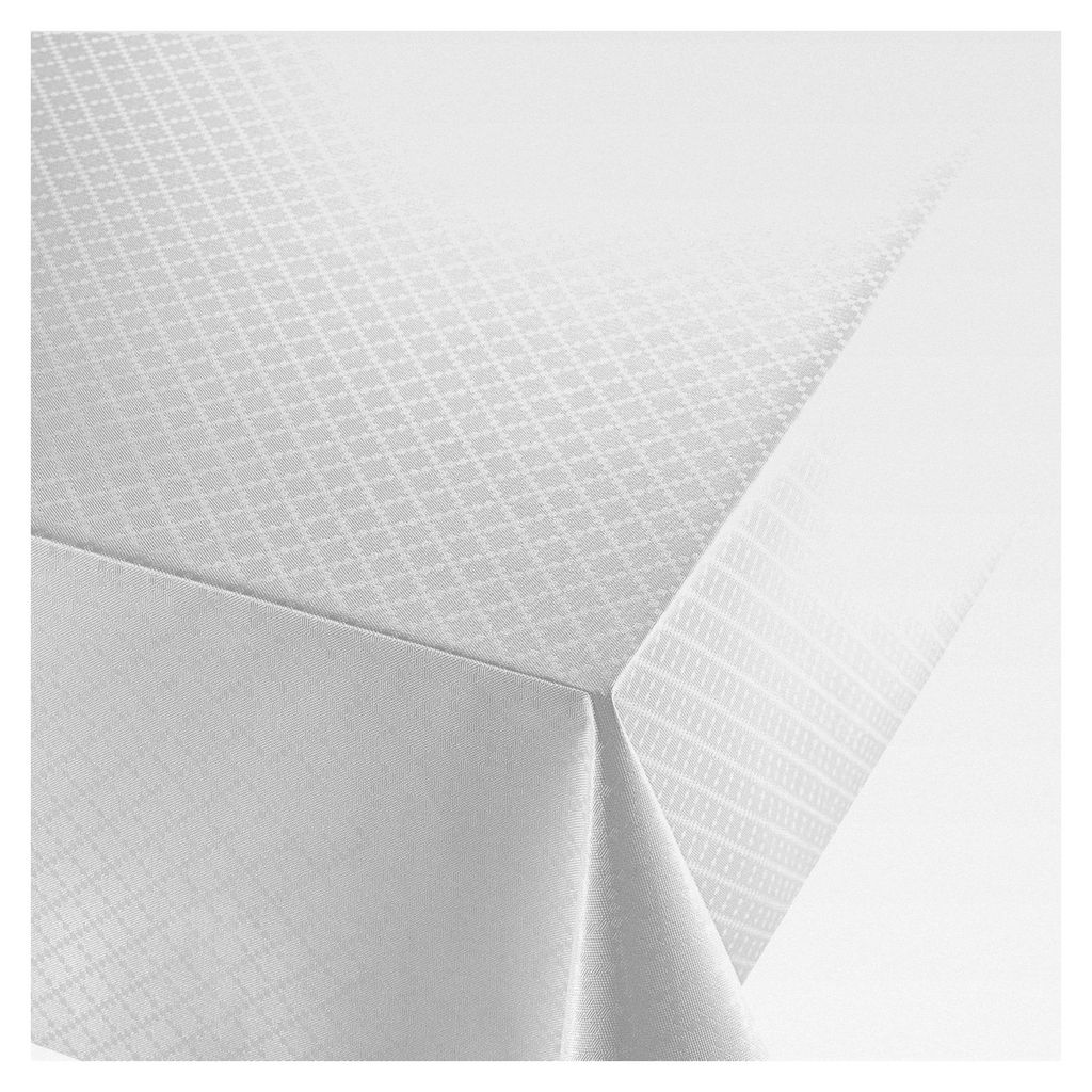 Wachstuch mit Diamantrelief in Weiß, Breite und Länge wählbar, abwaschbare eckige Tischdecke 110 x 330 cm