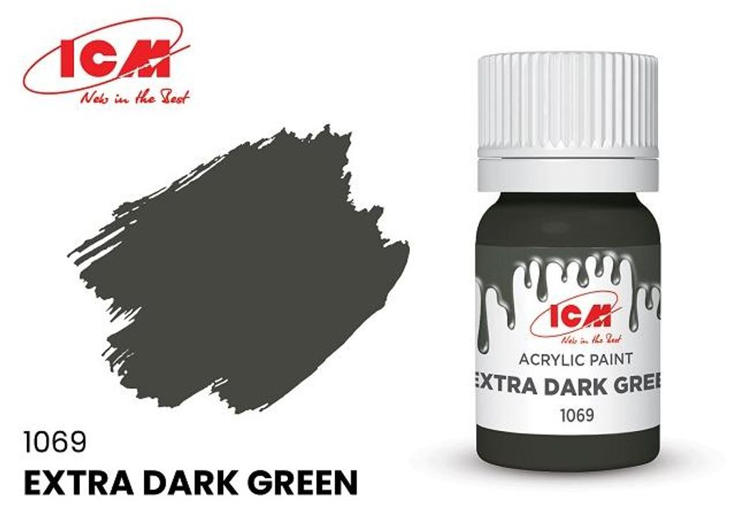ICM 1069 - GREEN Extra Dark Green bottle 12 ml - Neu