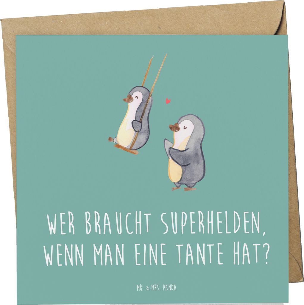 Mr. & Mrs. Panda Glückwunschkarte Lieblings-Tante - Meeresbrise - Geschenk, Grußkarte, Geburtstage, doppelkarte, Freude, Unterstützung, Neffe, H...