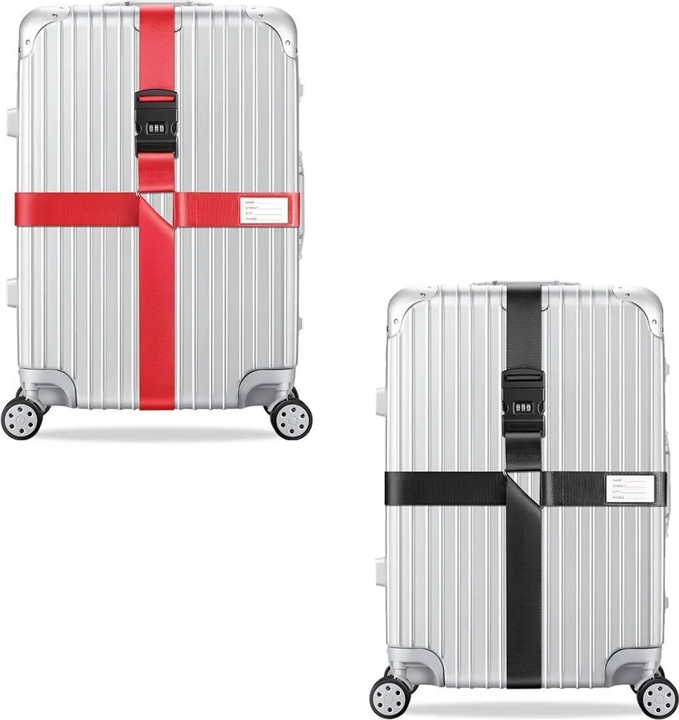 Coppia Cinghie Trasversali Luxury per Bagaglio - Rosso & Nero