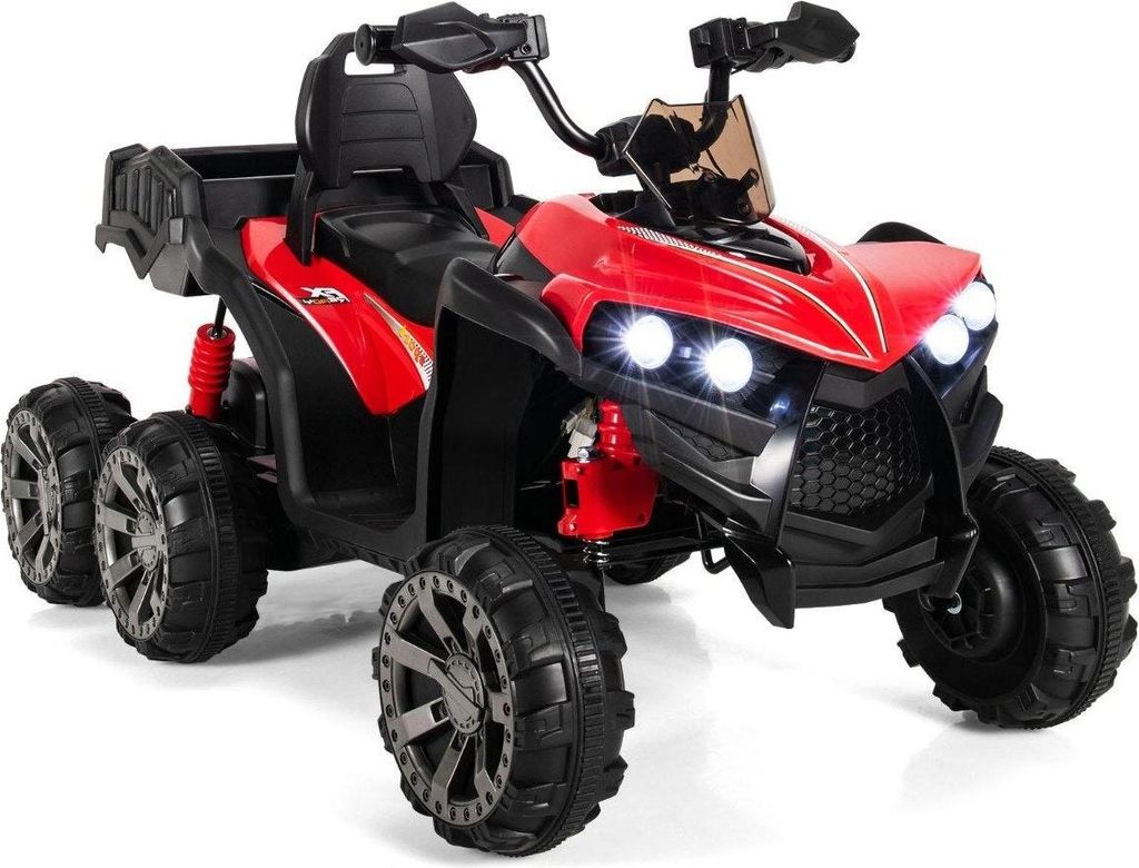 12V Elektro Kinderquad mit Stauraum & LED-Lichtern Mini Elektroquad 3-6 km/h Rot