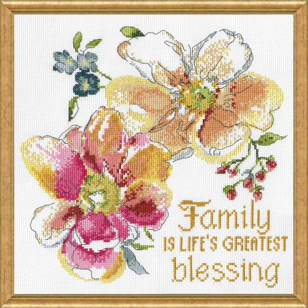 Kit broderie complet Design Works Bénédiction de la famille en 25x25cm