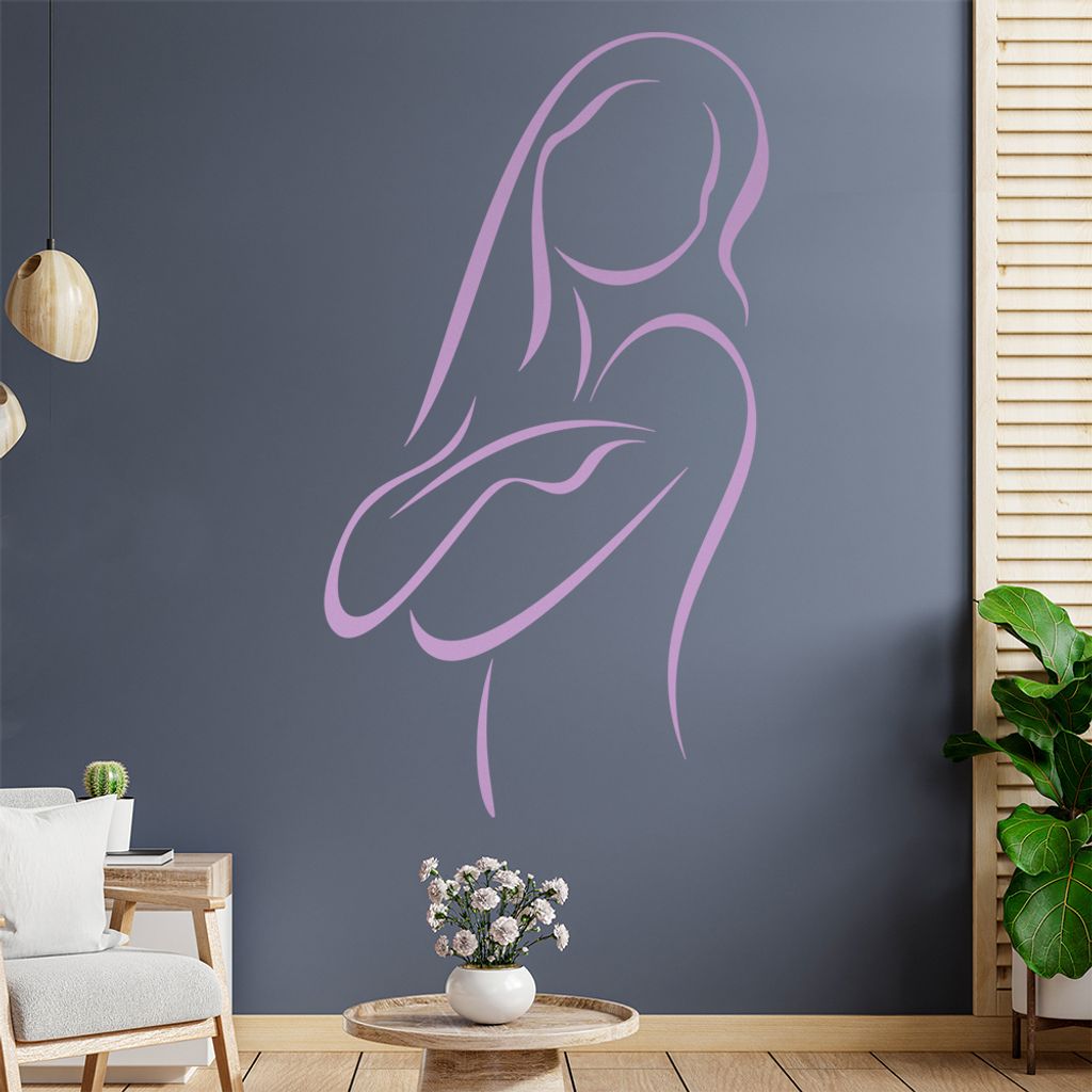 Frau sich umarmend - Linien Wandtattoo in 6 Größen - Wandaufkleber Wall Sticker - Dekoration, Küche, Wohnzimmer, Schlafzimmer, Badezimmer