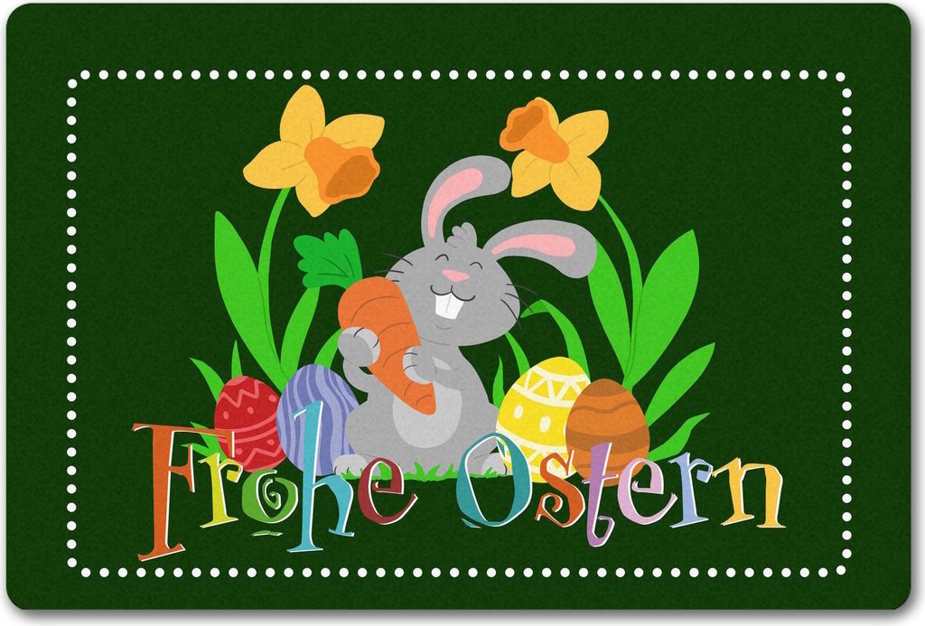 Frohe Ostern mit niedlichem Osterhasen Fußmatte in 40x60 cm ohne Rand