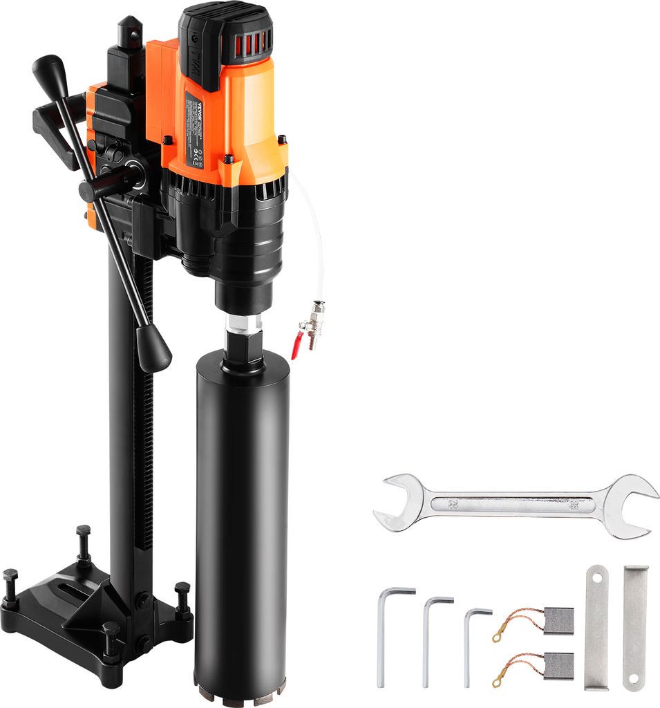 VEVOR Kernbohrmaschine mit Diamantbohrkopf, Bohrdurchmesser 2–25 cm, 3500 W, geeignet für Nass- und Trockenarbeiten an Betonsteinen