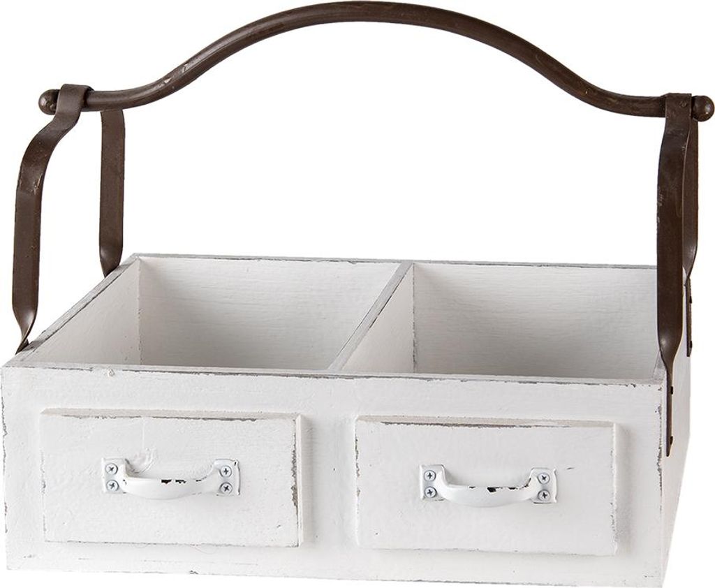 Clayre & Eef Korb 41x19x29 cm Weiß Holz