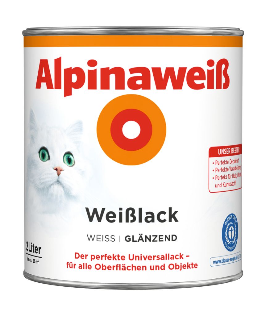 Alpina Weißlack glänzend alpinaweiß 2 l Produktbild 