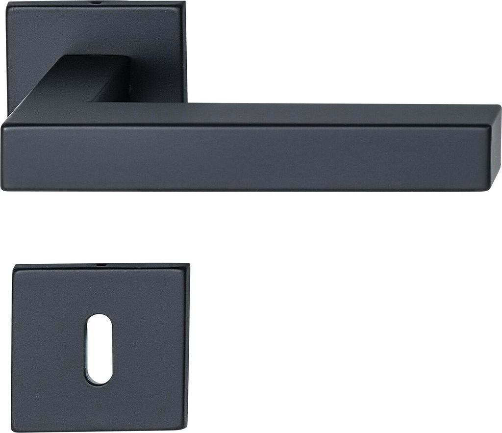 MARCHESI Drückergarnitur SQUARE auf Flachrosette BB, Edelstahl schwarz matt