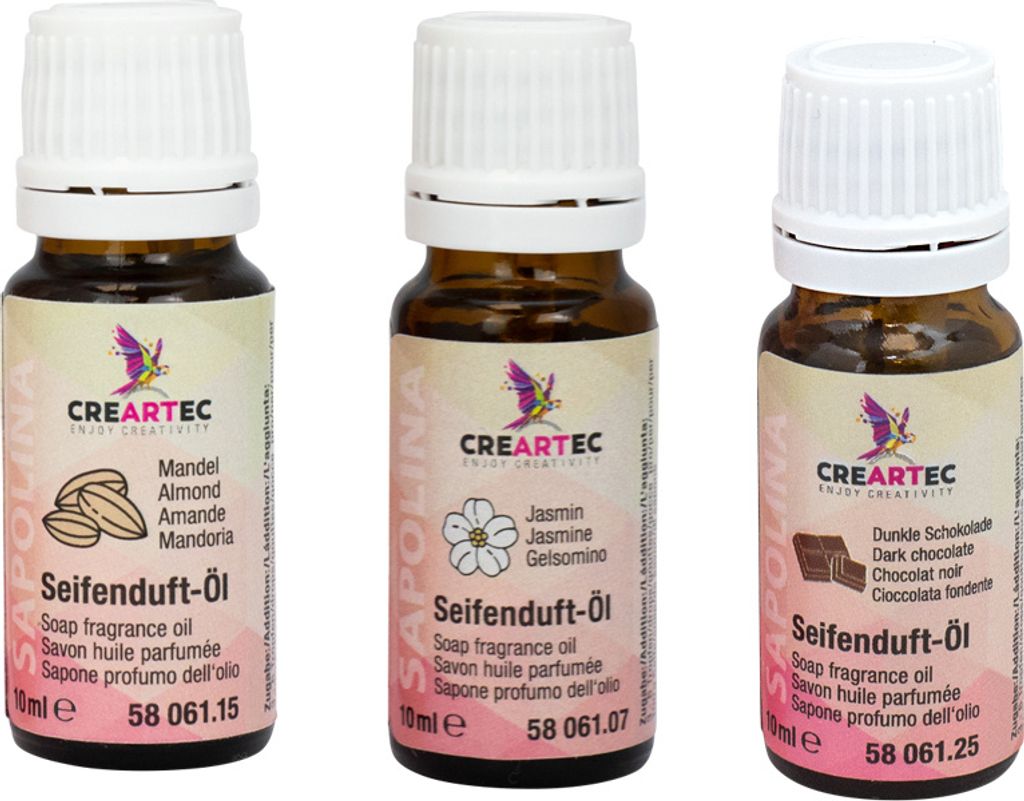 CREARTEC Seifenduftöl Herbst 3er Set (Mandel, Jasmin, Schwarze Schokolade) 30ml - Inhalt jeweils 10ml - 5806252