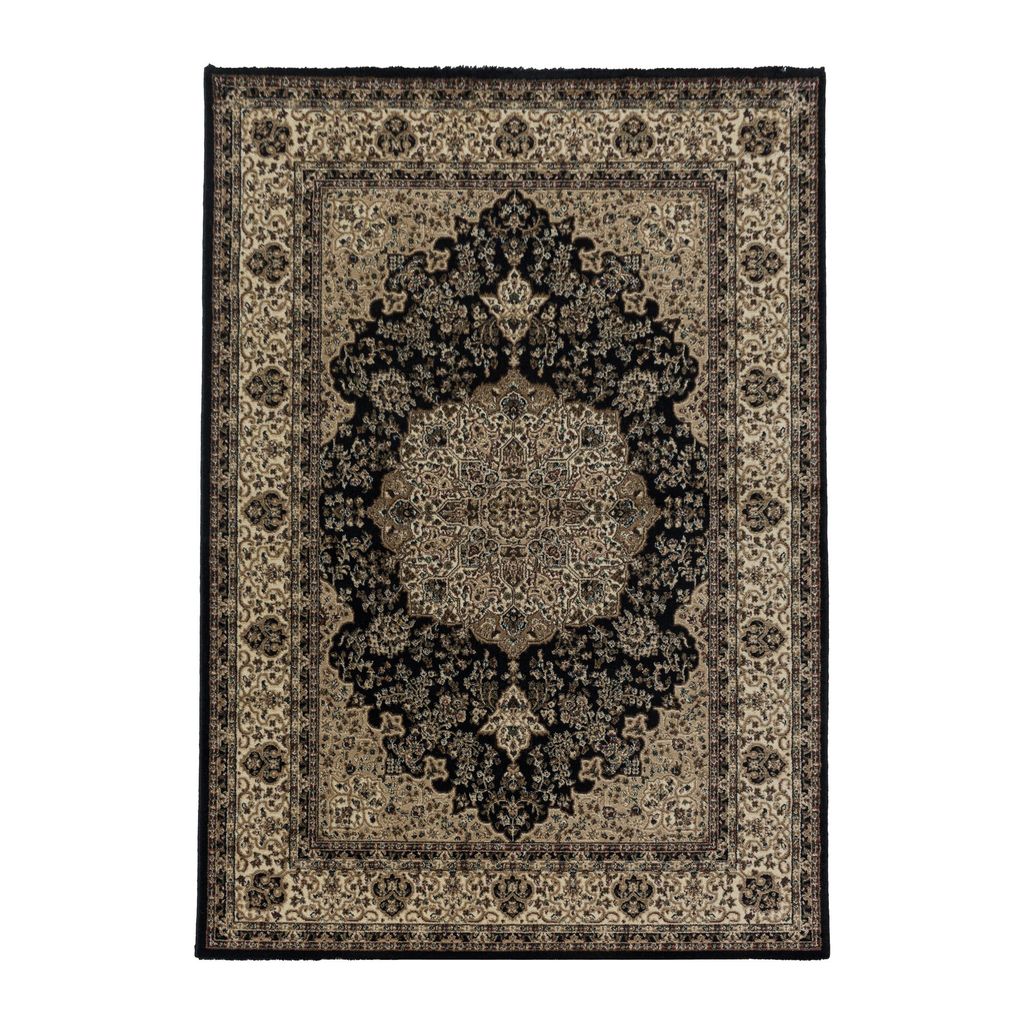Villa Möbel Shiraz Wohnzimmer-Teppich, Orientteppich, Orientalisch Design, Farbe:Schwarz, Grösse:200x290 cm