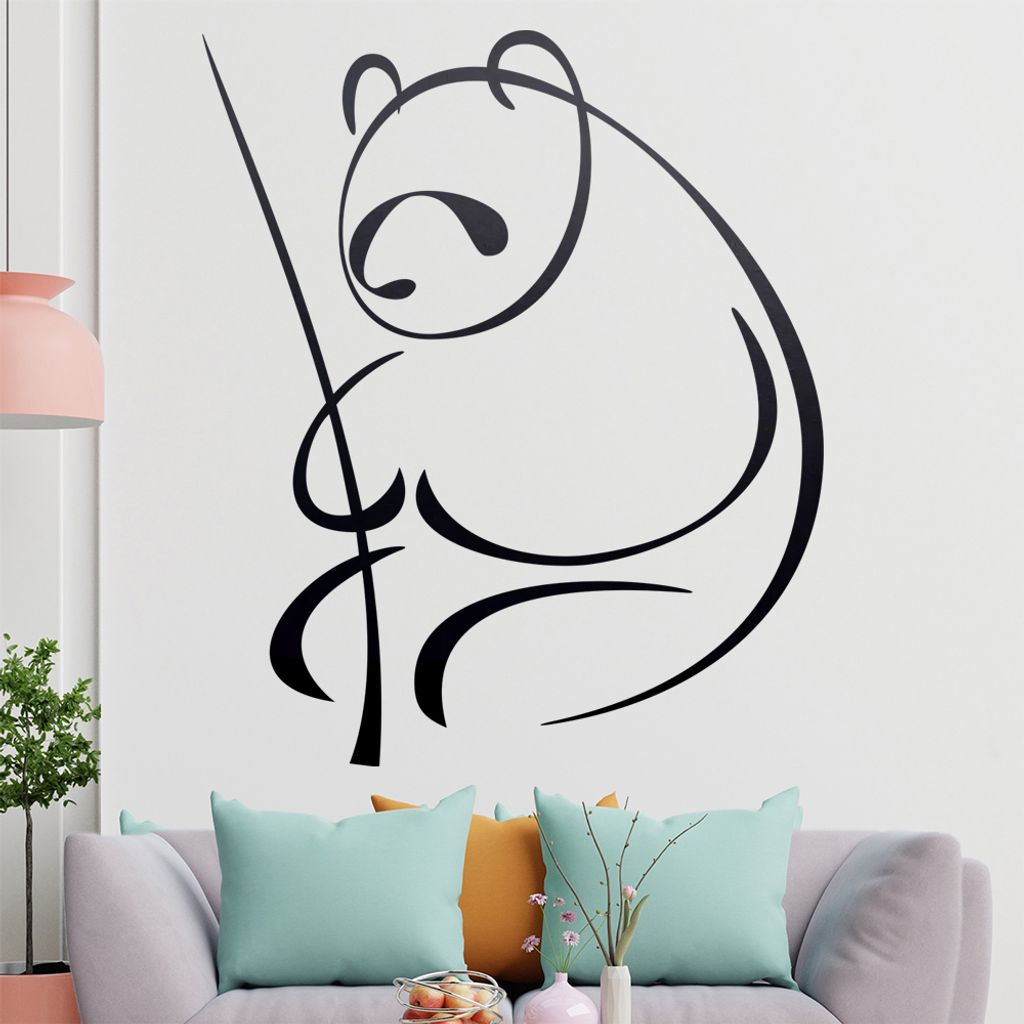 Panda Linien Wandtattoo in 6 Größen - Wandaufkleber Wall Sticker - Dekoration, Küche, Wohnzimmer, Schlafzimmer, Badezimmer