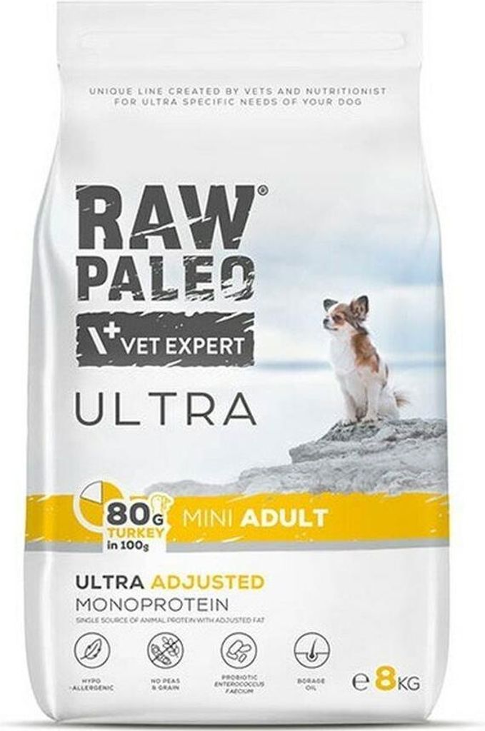 VetExpert RAW PALEO Ultra Mini Adult Turkey - dry dog??food - 8 kg