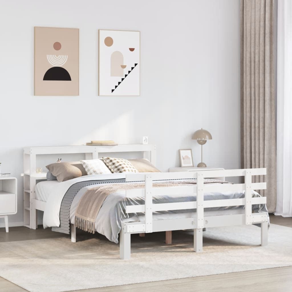 Maison Exclusive - Bettgestell mit Kopfteil ohne Matratze Weiß 140x200 cm