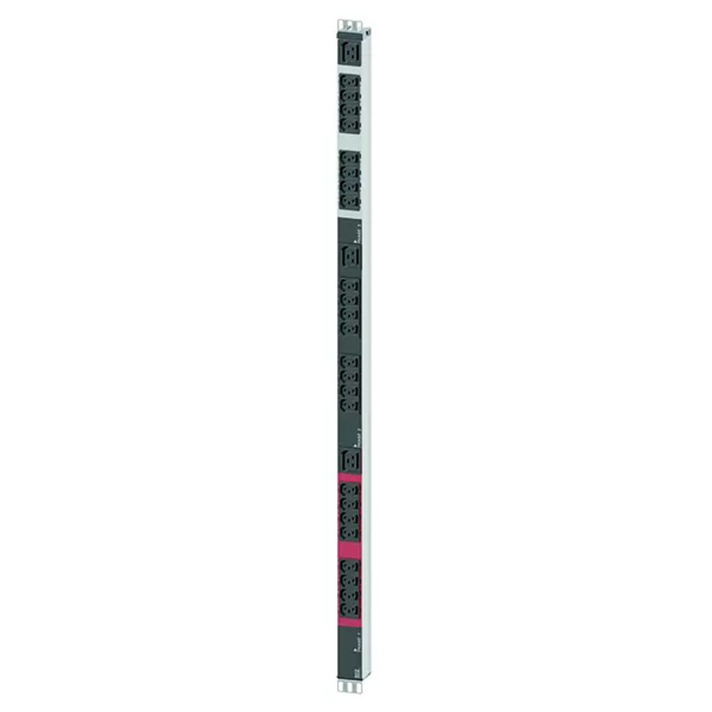 Steckdosenleiste vertikal 24 x C13 + 3 x -- C19, 3-phasig, Stecker CEE 16 A rot