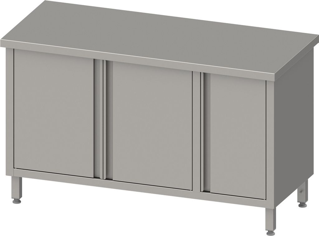 Arbeitsschrank mit Flügeltüren, 1200x700x850 mm, mit Flügeltürschrank rechts, ohne Aufkantung, verschweißt