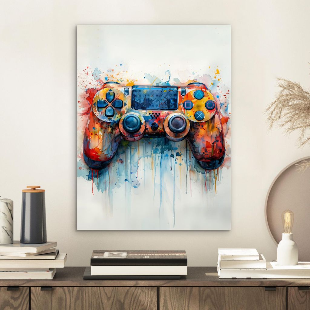 MuchoWow Wanddekoration Metall Metallbild Wandkunst 30x40 cm Kinder- und Jugendzimmer - Spiele - Gamecontroller MuchoWow Aluminium Gemälde - Bilder