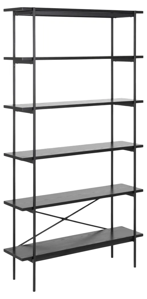 Étagère Angus Noire : Solution Gain de Place avec 5 Tablettes et Porte