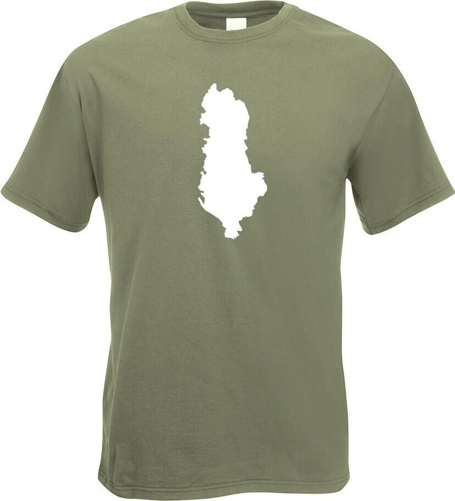 Kiwistar - T-Shirt - Olive - Albanien Umriss Kontur Herren Funshirt Bedruckt Design Sprüche Spruch Motive - mit Motiv Bedruckt - Funshirt Design -...