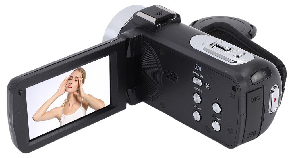 4K-Videokamera, Camcorder, 80 MP, HD, 3-Zoll-Bildschirm mit 270-Grad-Drehung, 18-facher Zoom, digitaler Videorekorder mit LED-Blitz für Reisen