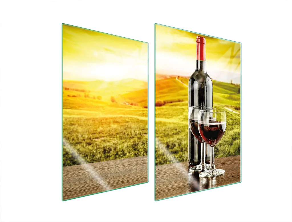 Piastre coprifornelli 2 pezzi 35x52 coprifornelli in ceramica tagliere in vetro paesaggio vino - 1