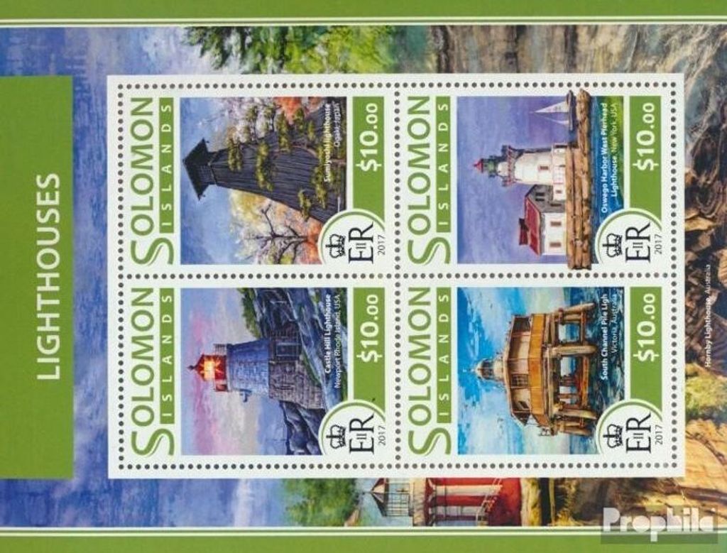 Briefmarken Salomoninseln 2017 Mi 4471-4474 Kleinbogen (kompl. Ausg.) postfrisch Leuchttürme