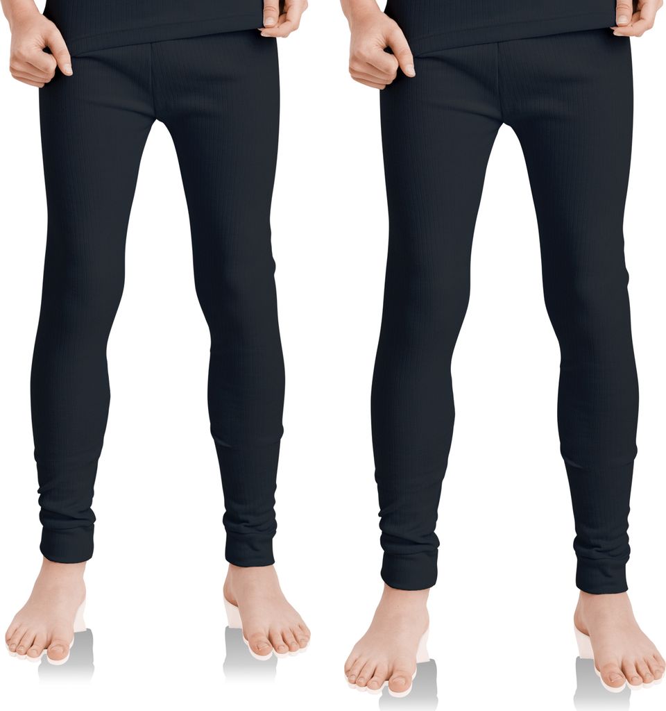 2er Pack Lange Kinder Thermo Unterhose - Schwarz 146-152 Produktbild 