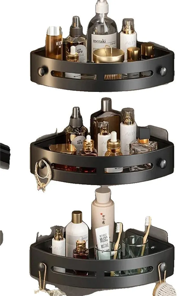 Organisateur d'angle de douche noir 3 niveaux pour ranger tous vos soins