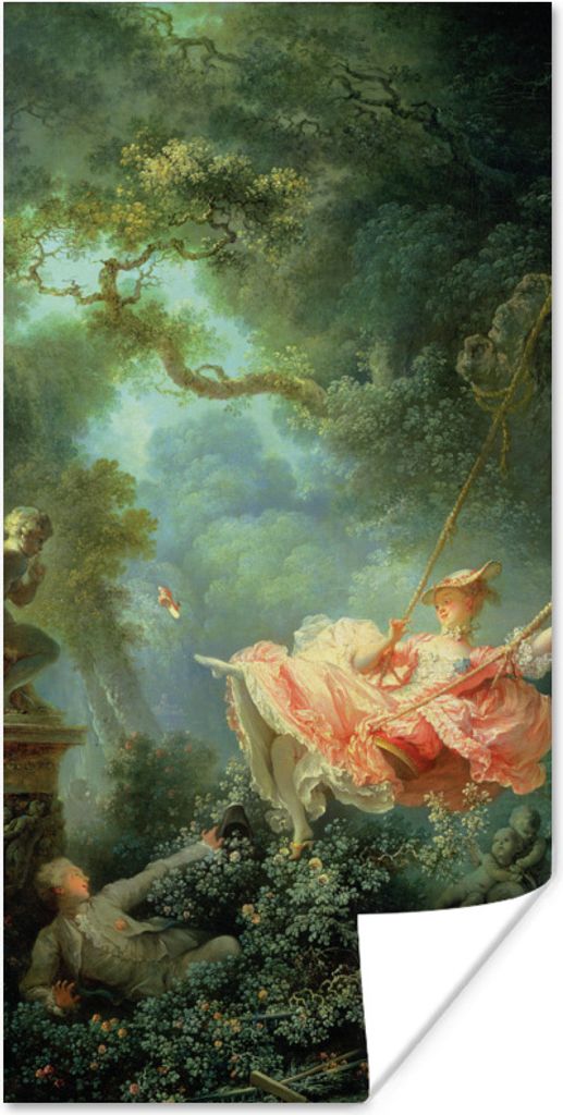 MuchoWow Poster Die Schaukel - Jean-Honoré Fragonard - Kunstwerk 20x40 cm - Plakat - Foto
