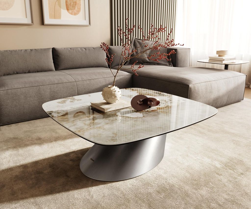 DELIFE Couchtisch Edge Boot 90x90 cm Keramik Minas Melange Produktbild 