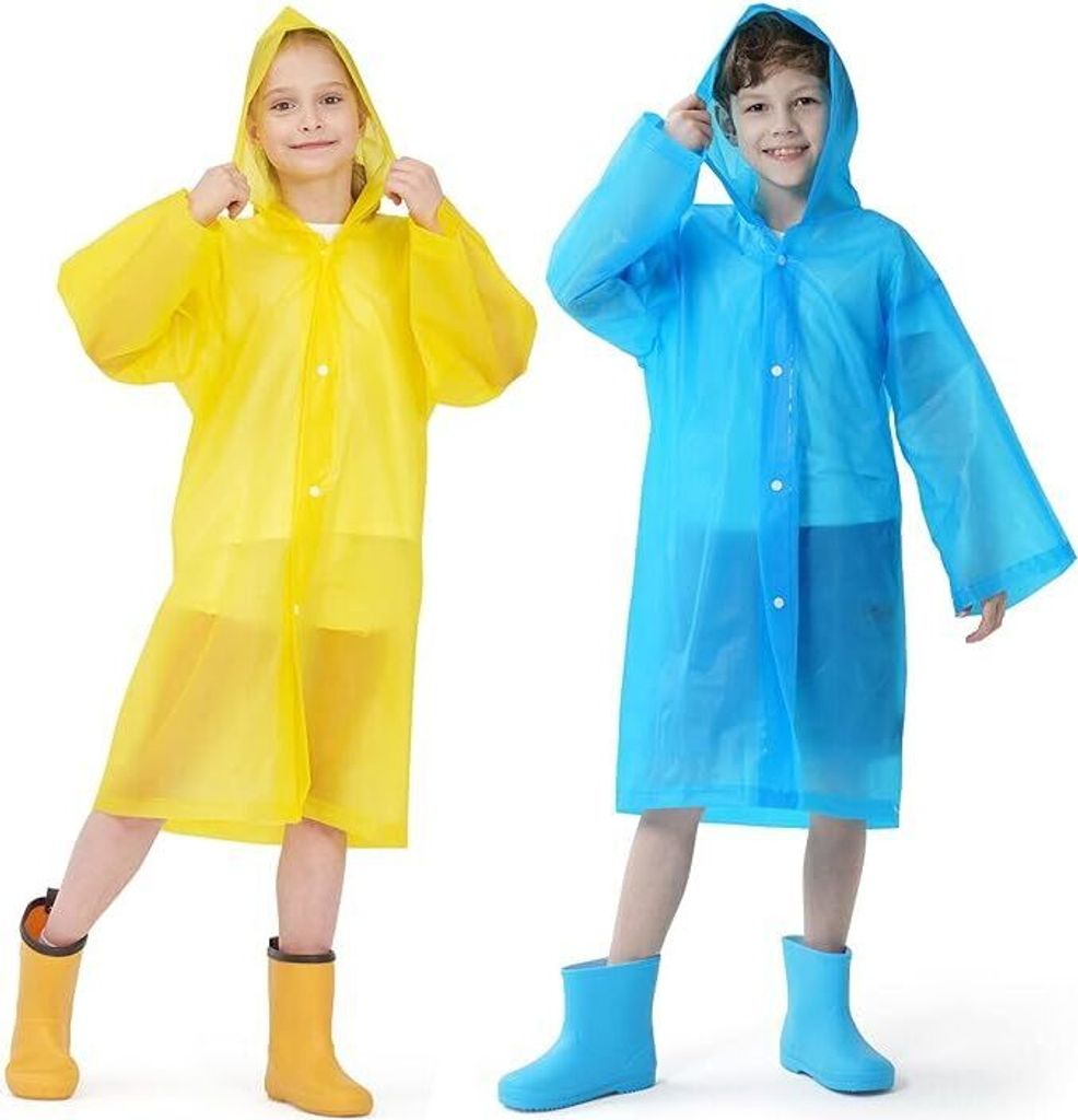2 Stück Regenponcho Kinder, Wiederverwendbar Wasserdicht Produktbild 