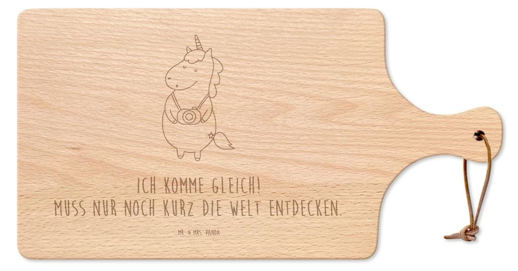Mr. & Mrs. Panda Frühstücksbrett Einhorn Fotograf - Transparent - Geschenk, Fotografie, Einhörner, Kurztrip, Urlaub, vesperbrett, Unicorn, brotb...