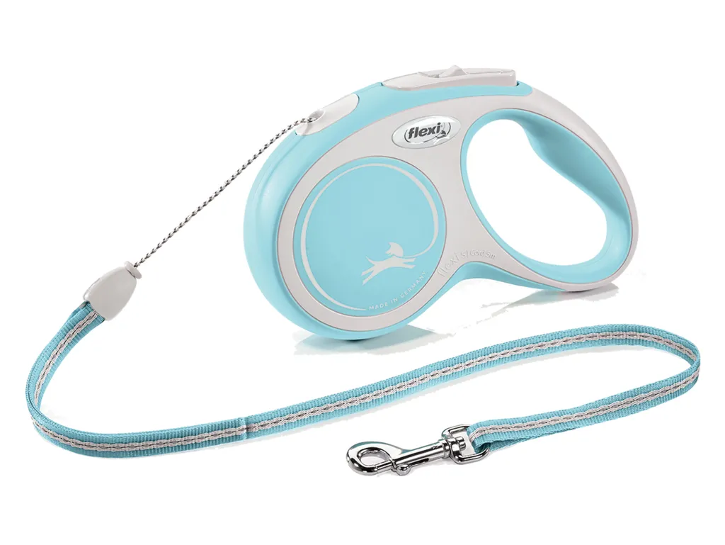 Laisse enrouleur pour chien FLEXI New Comfort M bleu cordon de 8 mètres