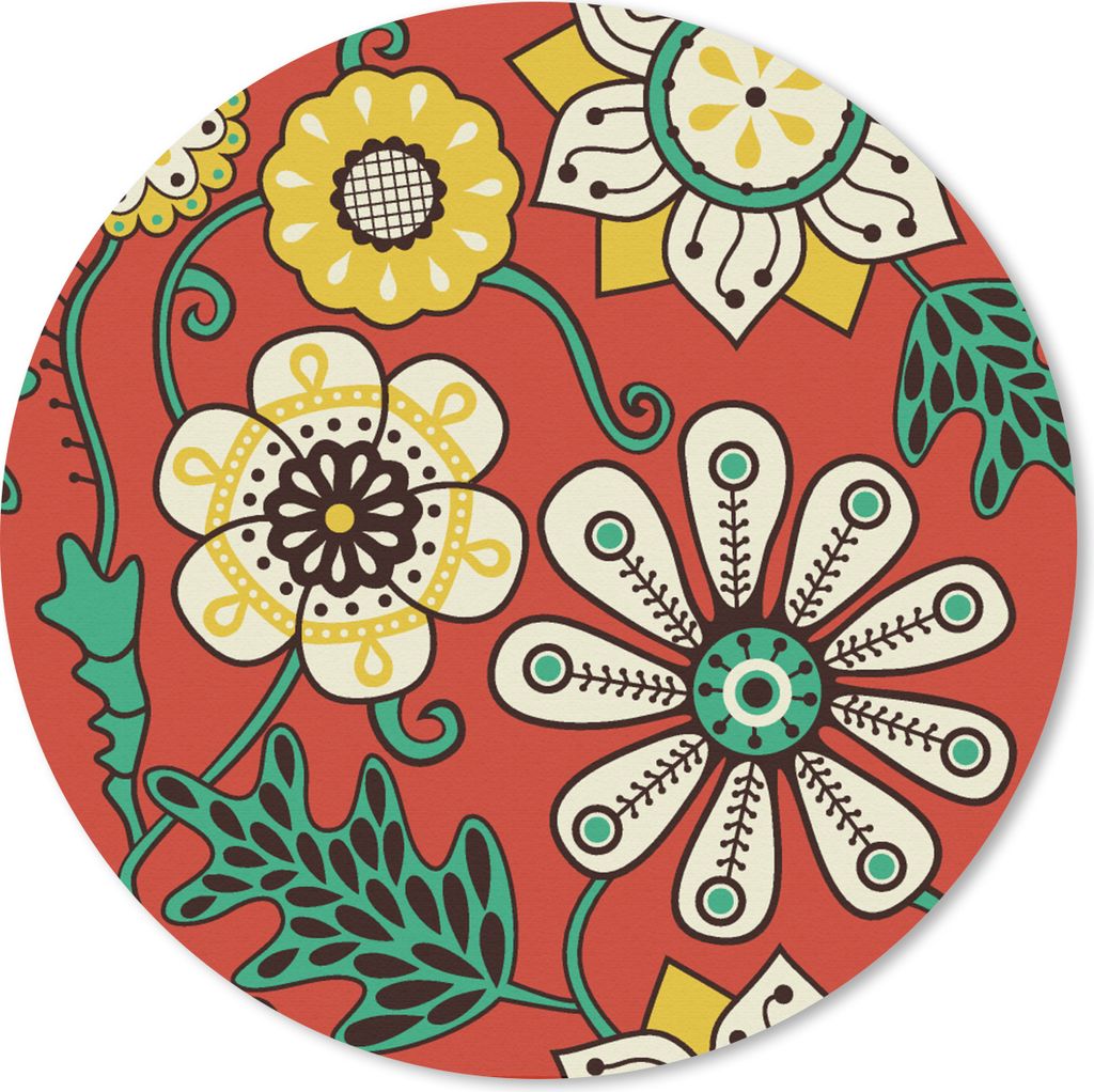MuchoWow Mauspad Mousepad Design - Blumen - Hippie - Retro 50x50 cm - Mousepads - Maus Mat - Pad - Mausunterlage - Vinyl