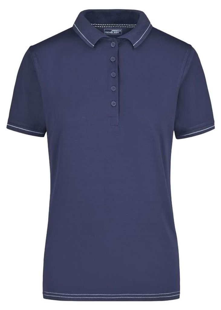 James and Nicholson - Poloshirt Elastisch für Damen LT3159 (XL) (Marineblau/Weiß)