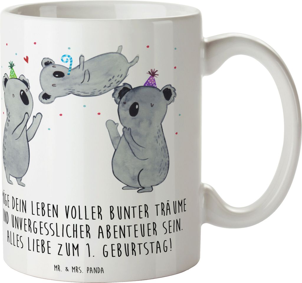 Mr. & Mrs. Panda Kaffeebecher Alles Liebe zum 1. Geburtstag - Weiß - Geschenk, Kaffeetasse, Becher, Kindergeburtstag, Geburtstagsfeier, Geburtstag...