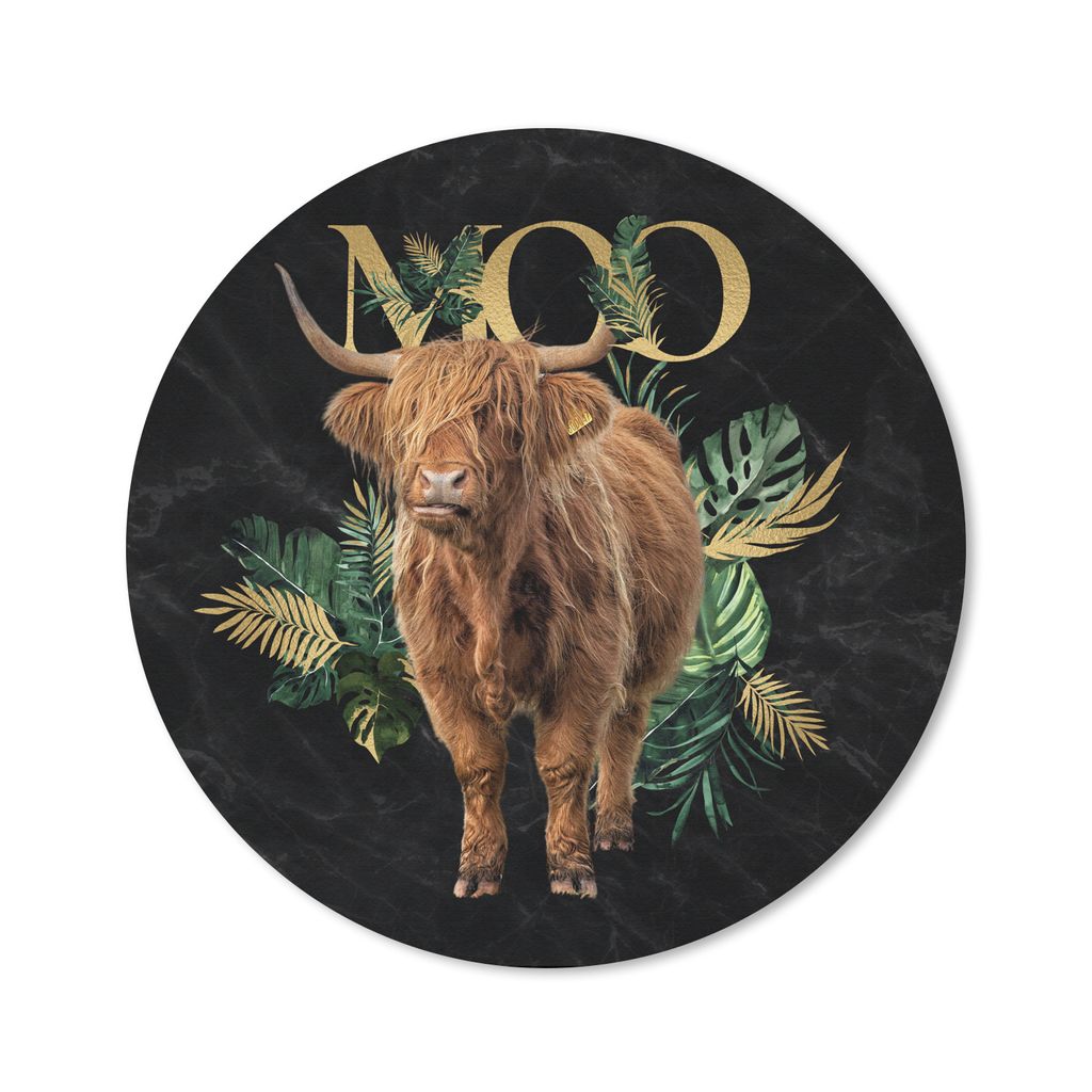 MuchoWow Mauspad Mousepad Schottischer Highlander - Gold - Marmor 50x50 cm - Mousepads - Maus Mat - Pad - Mausunterlage - Vinyl