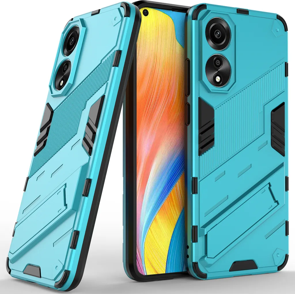Custodia Oppo A78 4G Blu - Cover Ibrida PC+TPU con Stand