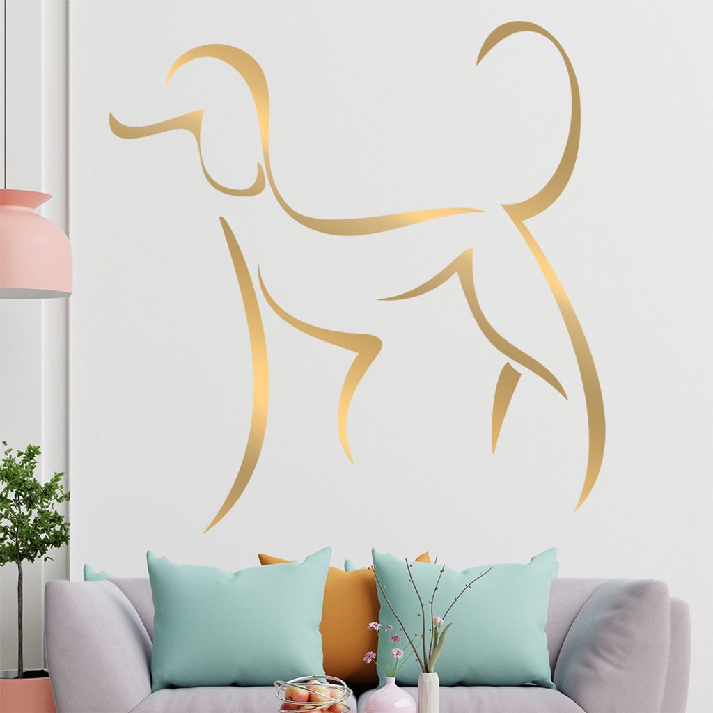 Hund Linien - Hunde Wandtattoo in 6 Größen - Wandaufkleber Wall Sticker - Dekoration, Küche, Wohnzimmer, Schlafzimmer, Badezimmer