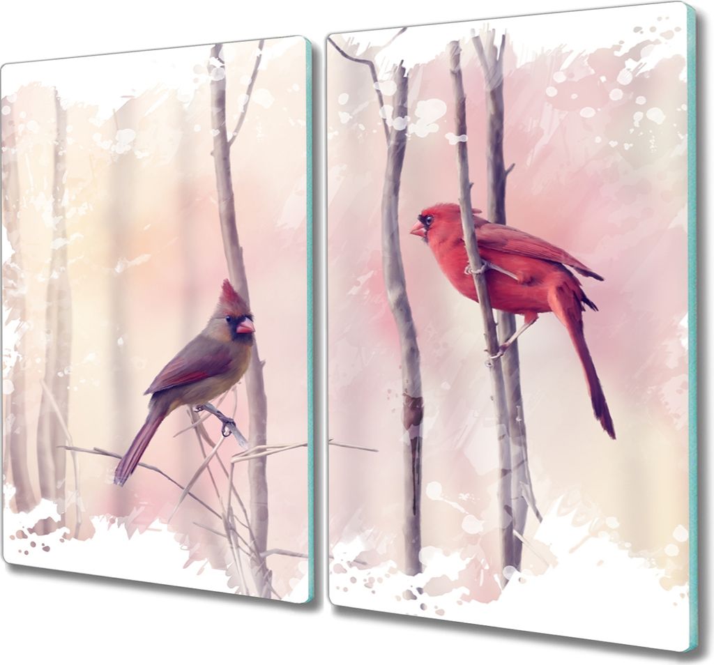 Coloray Hackbrett Herdabdeckplatte 2x30x52 cm Küchenbrett Kochplattenabdeckung Schneidebrett - Tiere Vögel