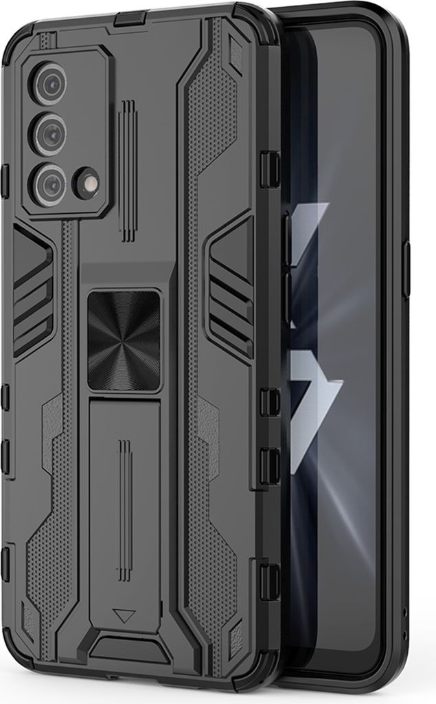 OPPO K9 Hülle, Dual Layer PC TPU Bumper Stoßfest Ständer Schutzhülle für OPPO K9 Schwarz