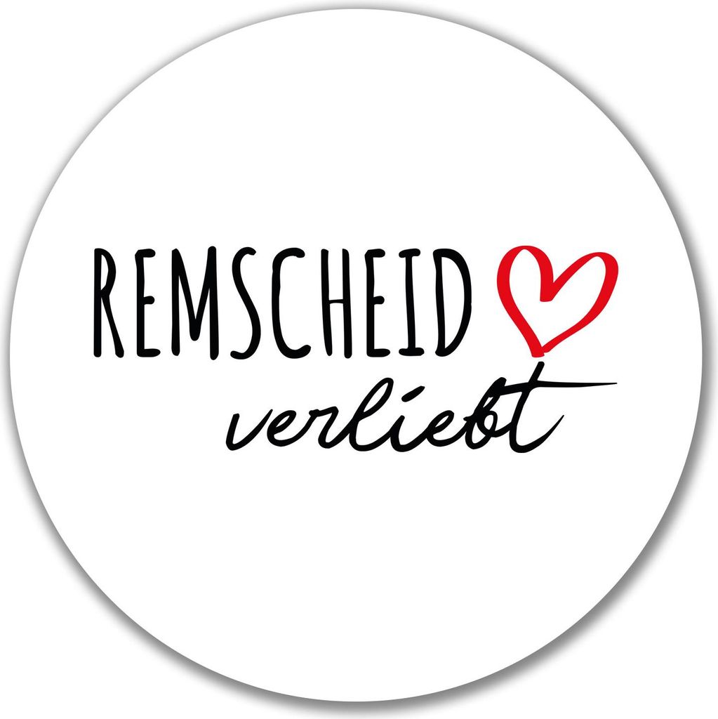 Huuraa Aufkleber Remscheid verliebt 10cm rund Sticker Geschenkidee