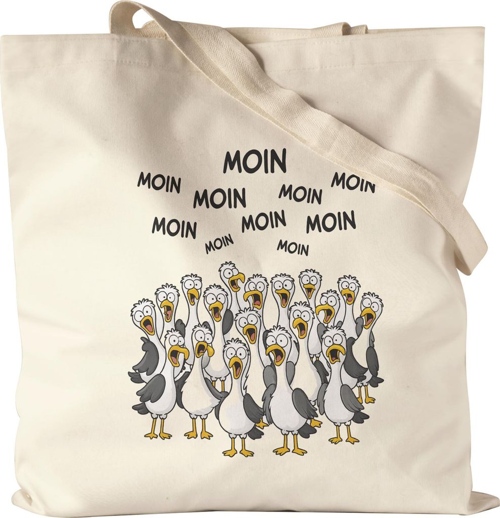 Moin Moin Möwen Tragetasche Jutebeutel Geschenkidee Nordsee Ostsee Küste lustig maritim
