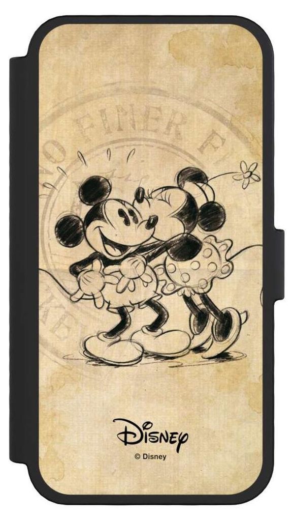 NIVOCASE Klapphülle für Apple iPhone 16 Pro Handyhülle aus Kunst Leder NIVOflip schwarz Mickey Mouse Minnie Mouse Vintage